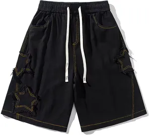 Women's Y2K Star Pants Elastic Waist Drawstring Casual Sporty Baggy Shorts with Pockets