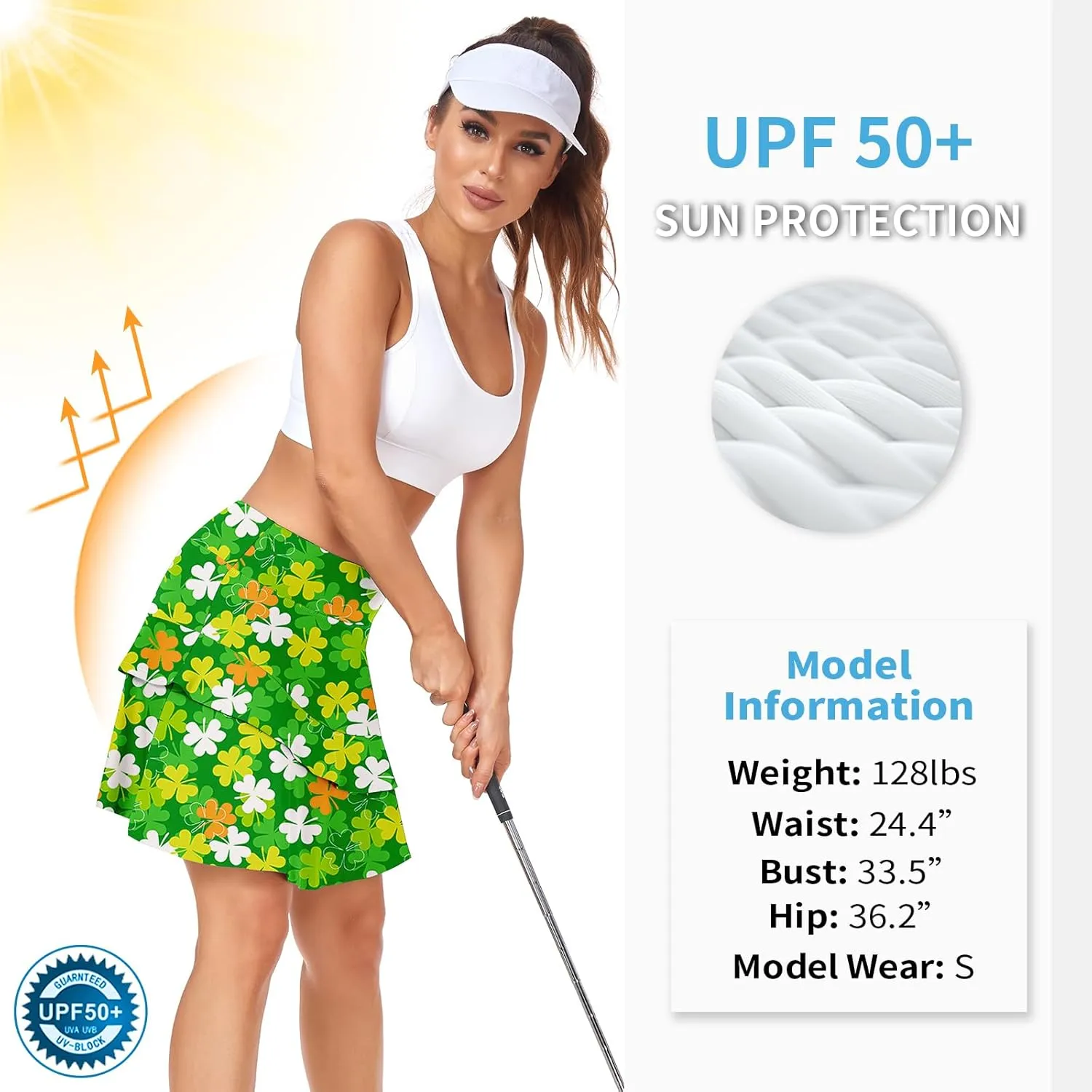 WOWENY Womens 20'' Knee Length Tennis Skirts Athletic Long Golf Skorts Skirts with Inner Shorts Pockets