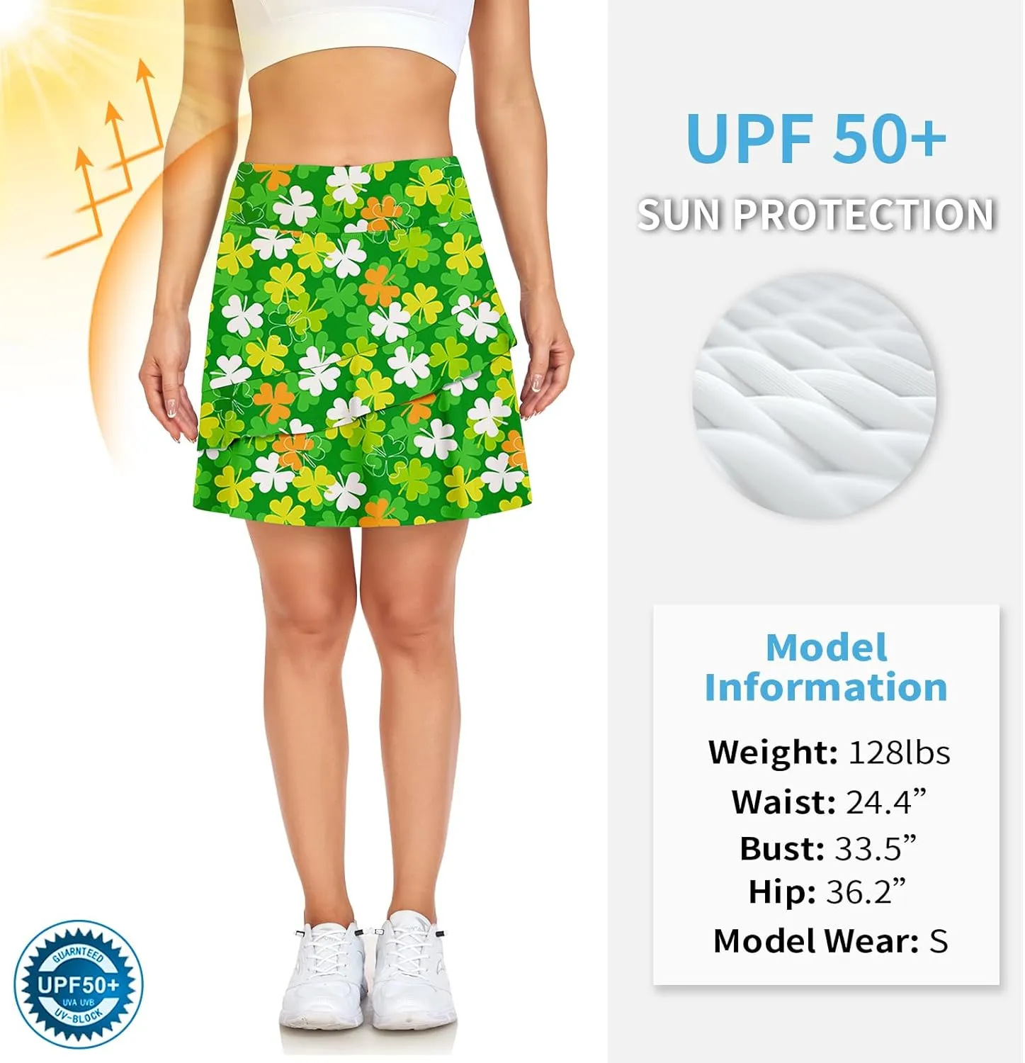 WOWENY Womens 20'' Knee Length Tennis Skirts Athletic Long Golf Skorts Skirts with Inner Shorts Pockets