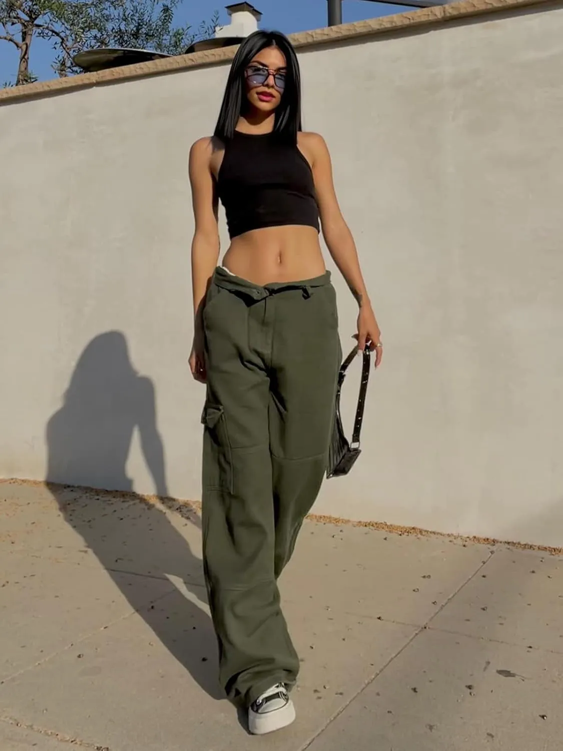 Xineicy Women's Baggy Boyfriend Jeans High Waist Distressed Denim Pants Wide Leg Straight Trousers Streetwear Pants