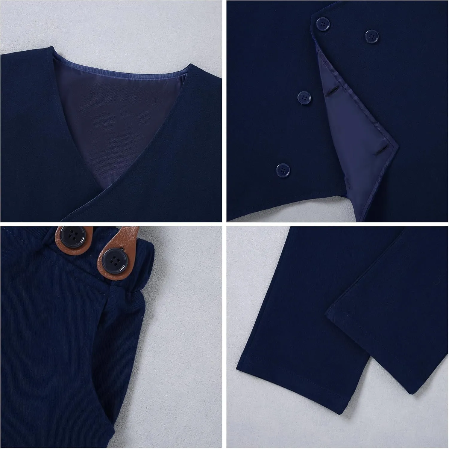 YALLET Boy Clothes Suits, Formal Dress Shirt with Bowtie Vest Suspender Pants Big Kid Gentleman Wedding Outfits 6-10 Years