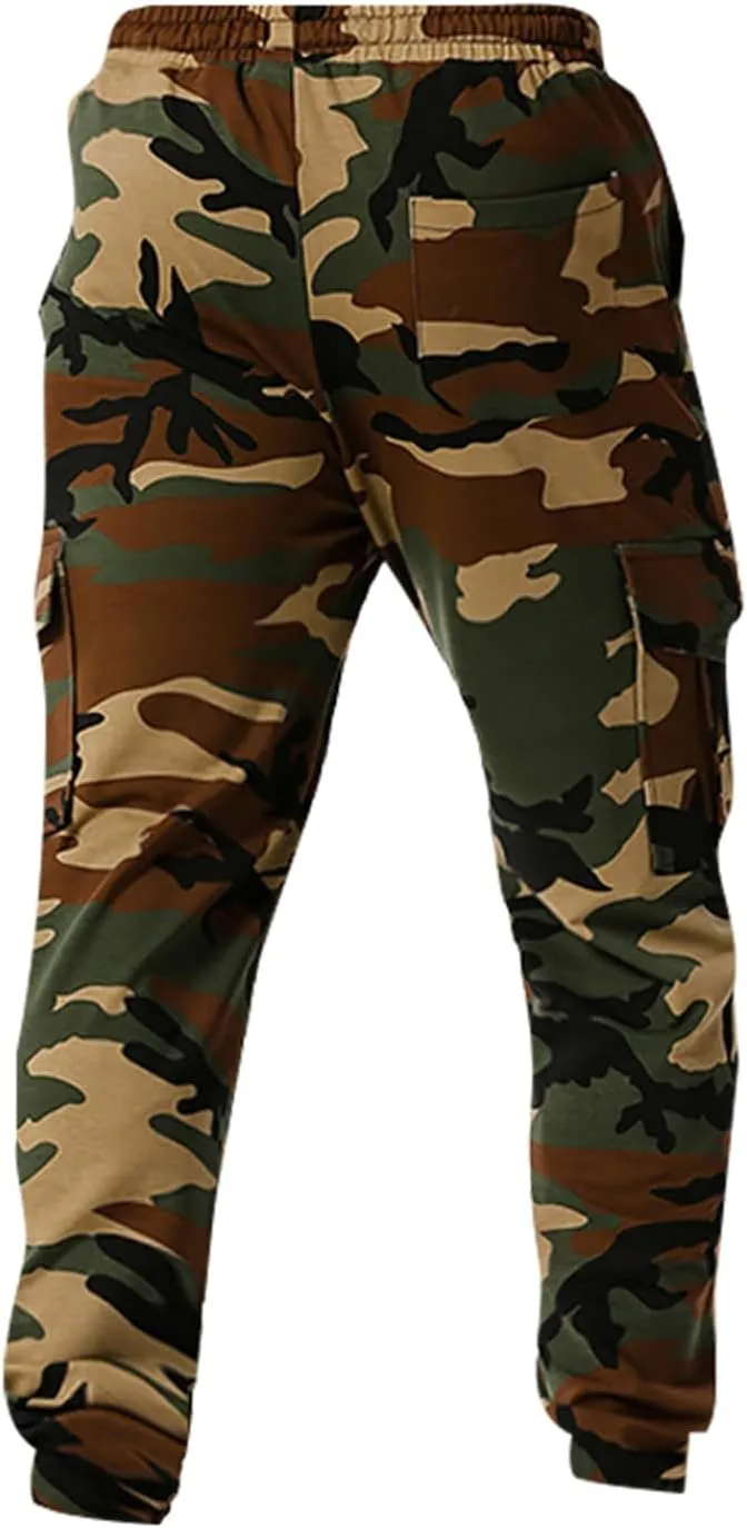 Ymosrh Men's Stretch Athletic Joggers - Solid Color Cargo Pants Sweatpants Trousers Casual Long Pants