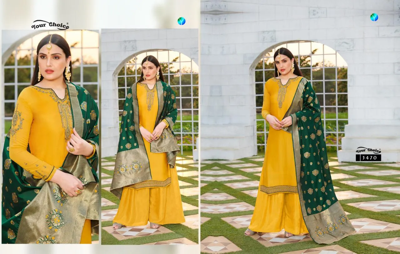 Your Choice Banarasi Vol 5 Satin Georgette Stylish Wear Salwar Kameez