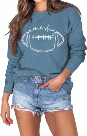 YourTops Women Game Day Sweatshirt Football Game Day Long Sleeve Clothing