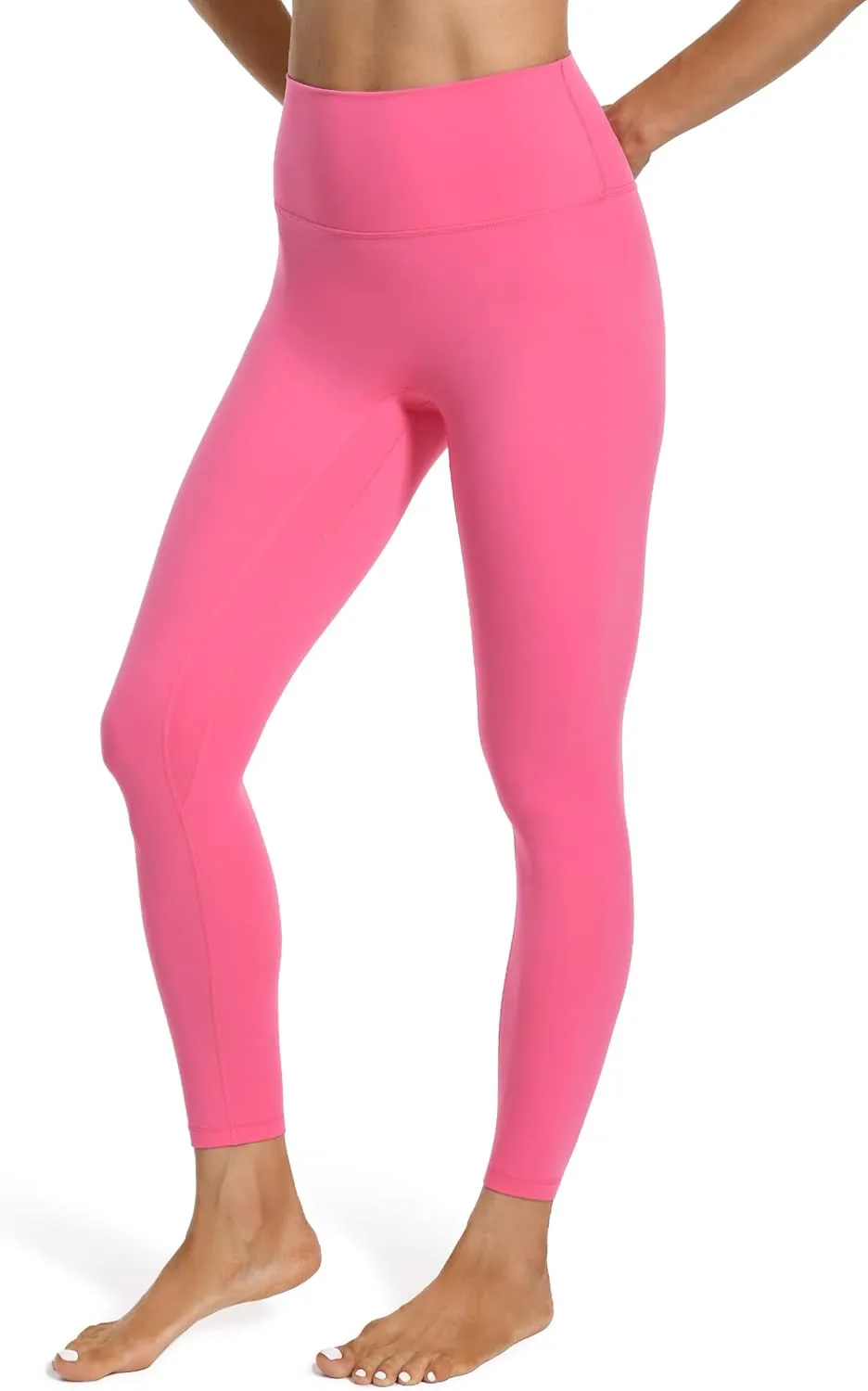 YUNOGA Women's High Waist Workout Leggings, No Front Seam Tummy Control Yoga Tight Pants 25"