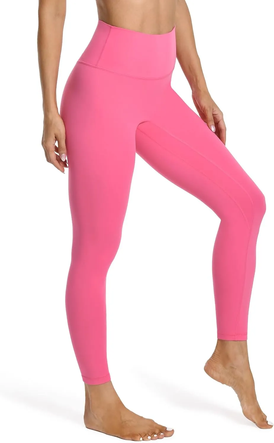 YUNOGA Women's High Waist Workout Leggings, No Front Seam Tummy Control Yoga Tight Pants 25"