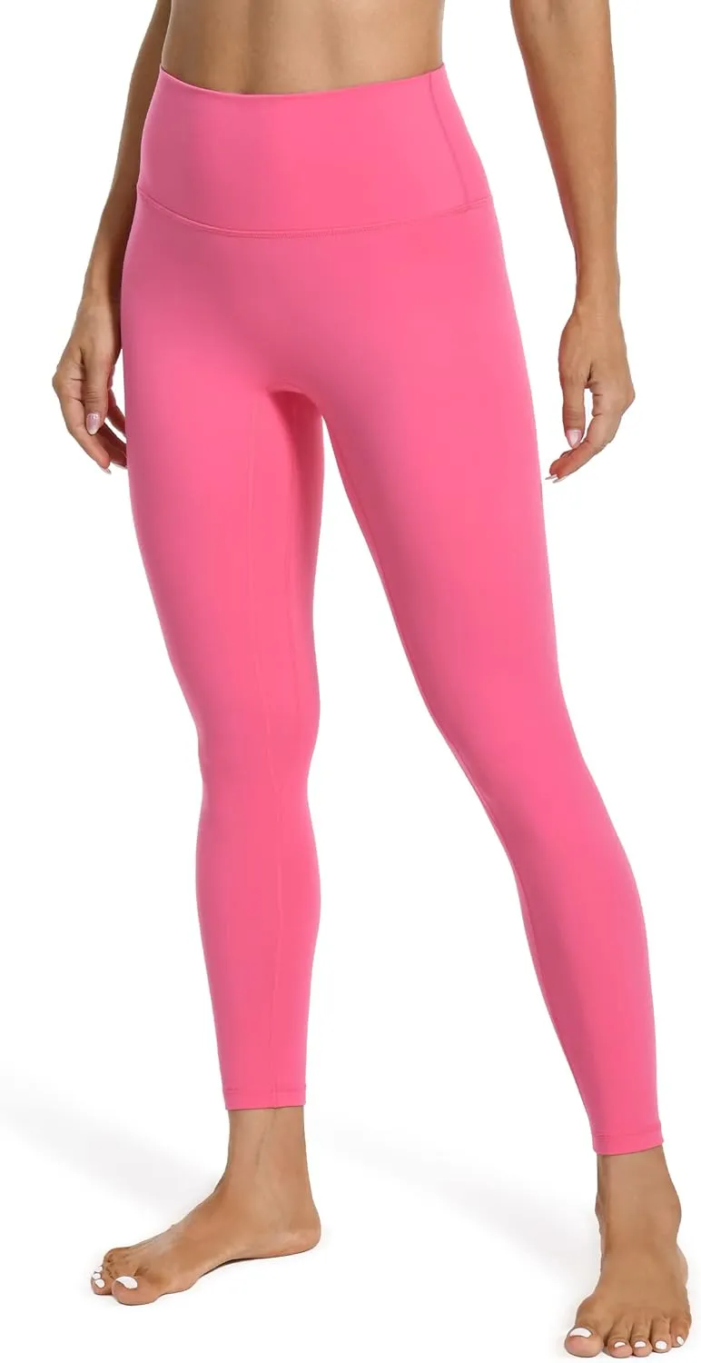 YUNOGA Women's High Waist Workout Leggings, No Front Seam Tummy Control Yoga Tight Pants 25"
