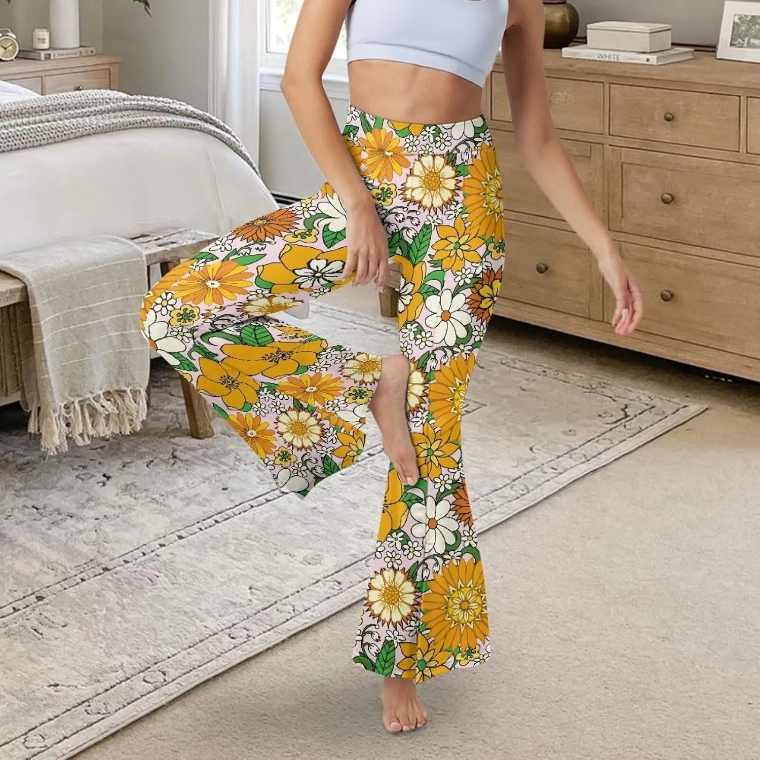 Yuuxorilu Flare Workout Leggings for Women Casual High Waist Tummy Control Yoga Pants