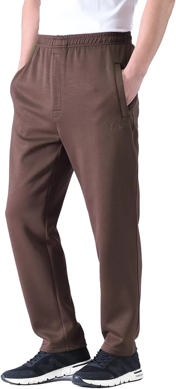 Zoulee New Men's Classic Drawstring-Waist Jogger Pants Sweatpants with Zipper Fly