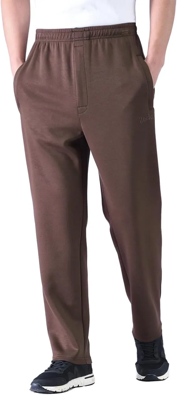 Zoulee New Men's Classic Drawstring-Waist Jogger Pants Sweatpants with Zipper Fly