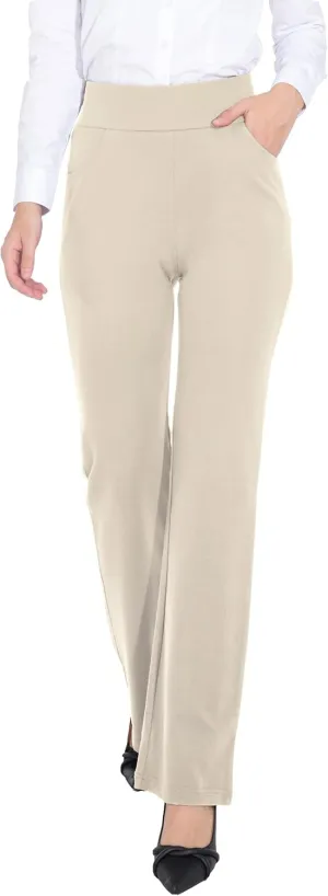 ZTN Women's High Waist Pull-On Dress Pants Tummy Control Work Pants for Business Casual Trousers with 4 Pockets