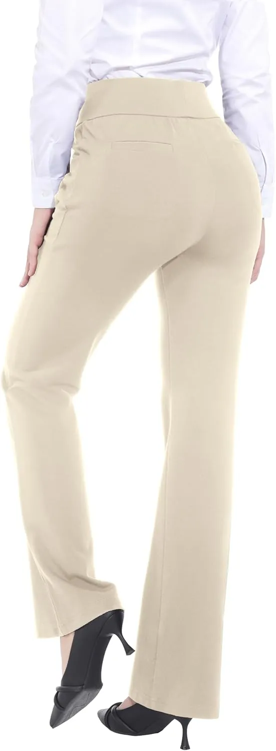ZTN Women's High Waist Pull-On Dress Pants Tummy Control Work Pants for Business Casual Trousers with 4 Pockets
