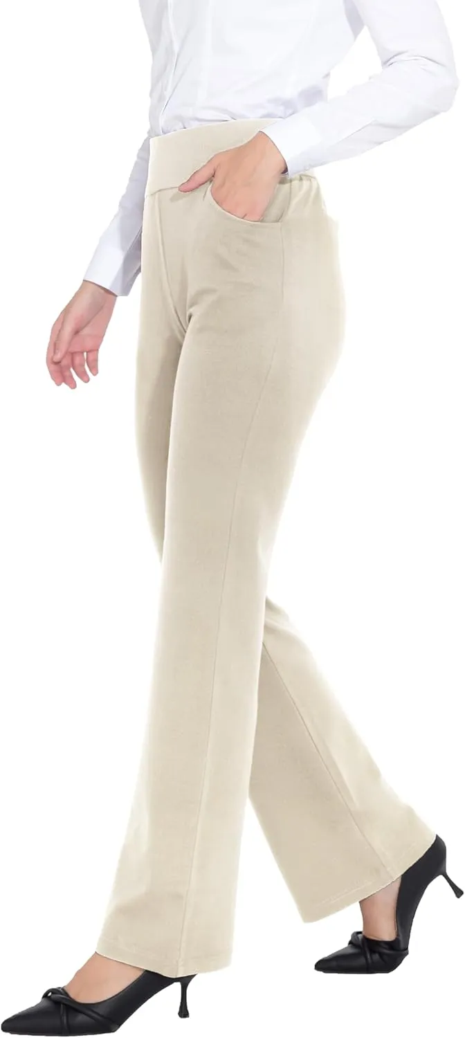 ZTN Women's High Waist Pull-On Dress Pants Tummy Control Work Pants for Business Casual Trousers with 4 Pockets